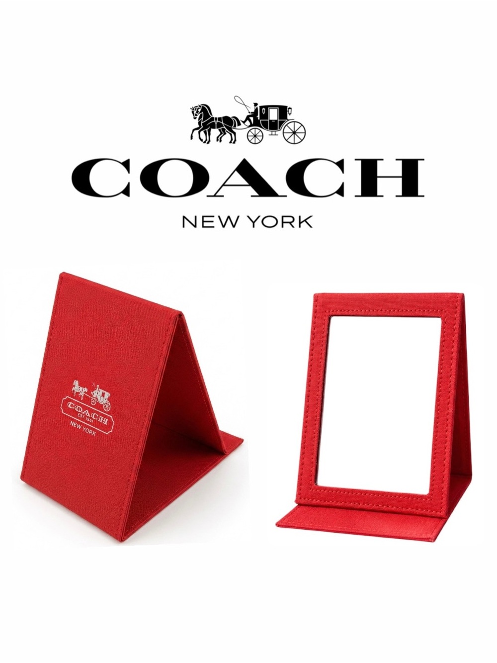 Coach New York Canvas Folding Portable Travel Vanity Stand Mirror